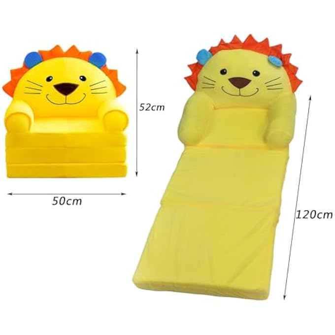 rayihni FOLDABLE KIDS SOFA, PLUSH CHILDREN COUCH BACKREST ARMCHAIR BED, CARTOON UPHOLSTERED COUCH SEAT FOR GIRLS BOYS,H - Image 3
